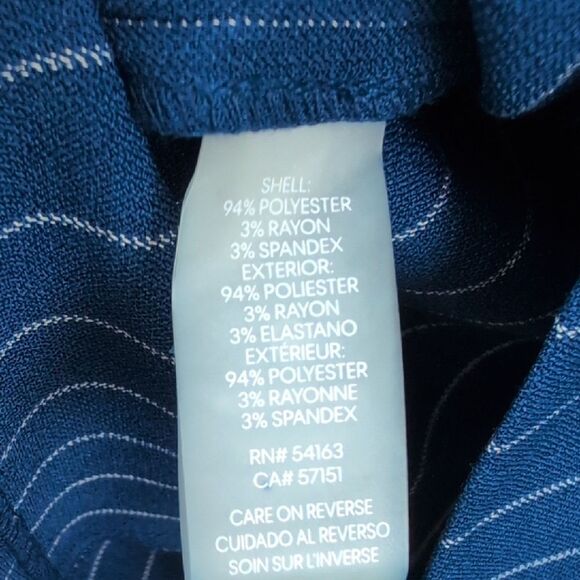 Karl Lagerfeld Paris Navy Pinstripe Sheath Dress  Gold Pearl Buttons Old Money - Picture 6 of 9